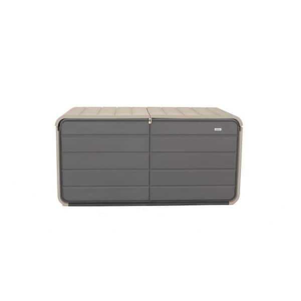 260 gal. Plastic Deck Box, Large Patio Storage Box with Lock, Wheels and Waterproof Lid (Gray)