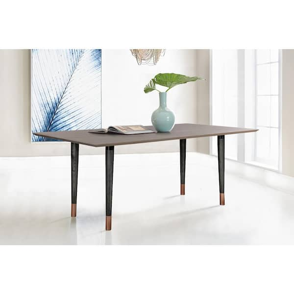 Armen Living Turin Black Rustic Oak Wood Dining Table With Copper Tip Legs Lctndibl The Home Depot