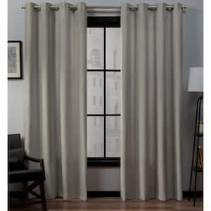Loha Vintage Linen Solid Light Filtering Grommet Top Curtain, 54 in. W x 96 in. L (Set of 2)