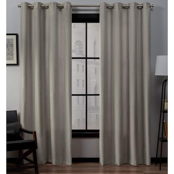 EXCLUSIVE HOME Loha Vintage Linen Solid Light Filtering Grommet Top Curtain, 54 in. W x 96 in. L (Set of 2)