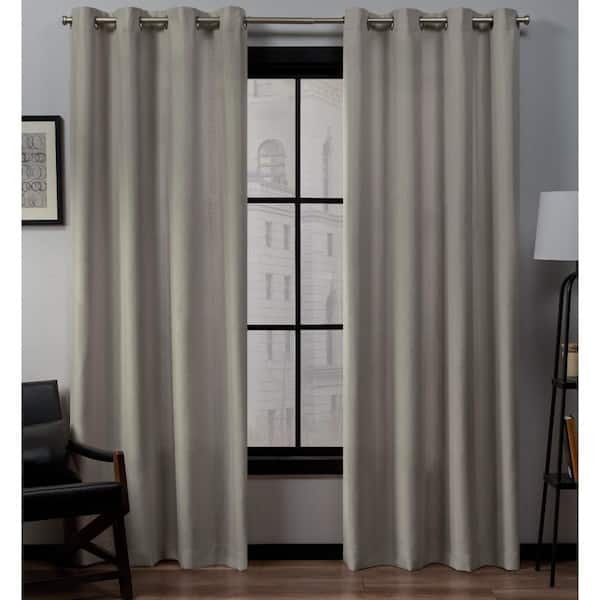 EXCLUSIVE HOME Loha Vintage Linen Solid Light Filtering Grommet Top Curtain, 54 in. W x 84 in. L (Set of 2)