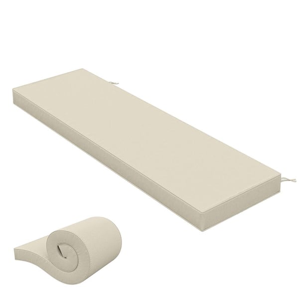 60 in. x 18 in. x 3.5 in. Rectangular Outdoor Porch Swing Bench Cushion Cream