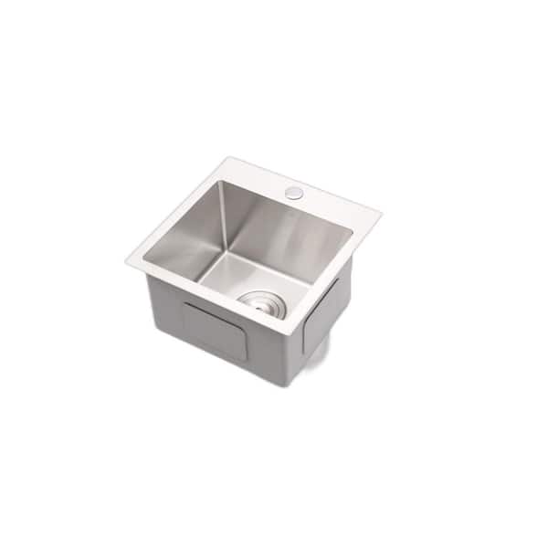 Sarlai 15 in. Drop-In/Topmount Single Bowl 18-Gauge Stainless Steel ...