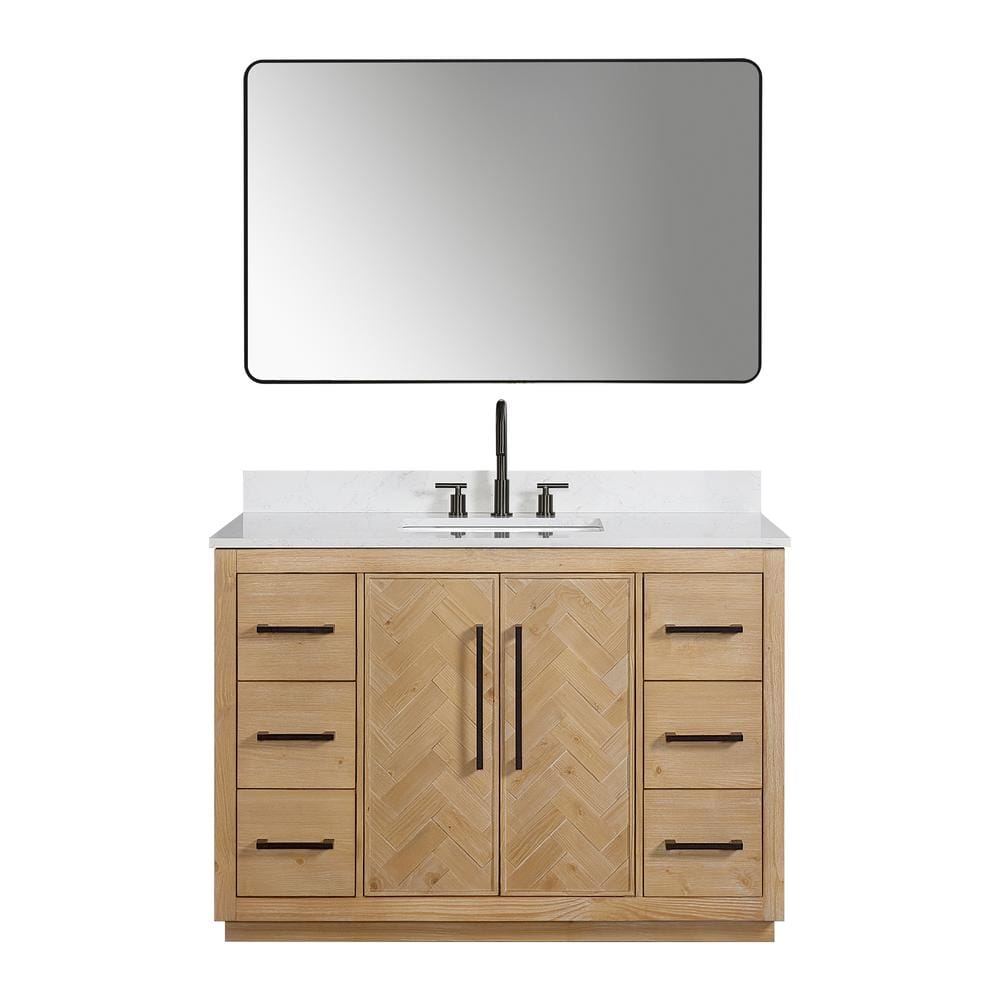 Bellavia 48" Weathered Fir Vanity with Engineered Stone Top and Mirror