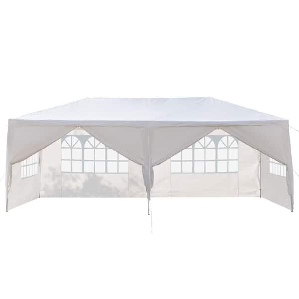 10 ft. x 20 ft. Outdoor Party Tent with 6 Removable Sidewalls, Waterproof Canopy Tent, Patio Wedding Tent, White