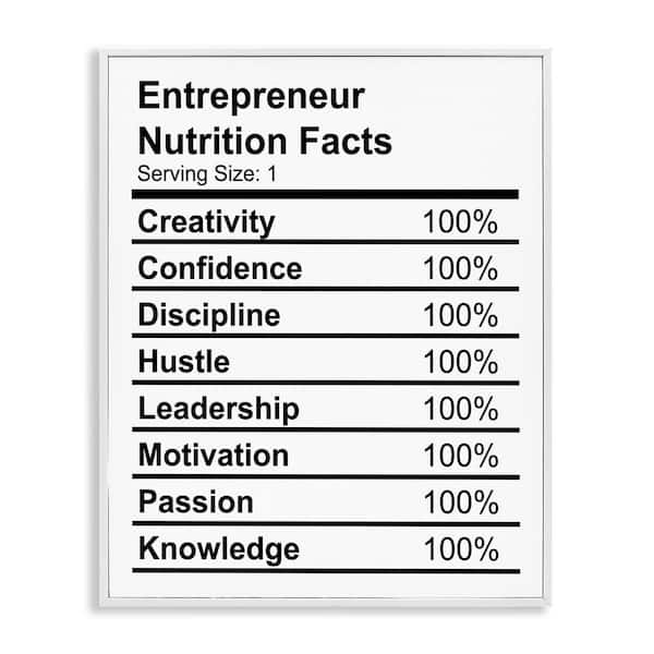 Stupell Industries Sassy Entrepreneur Nutrition Facts by Daphne Polselli White Framed Typography Giclee Art Print 14 in. x 11 in.
