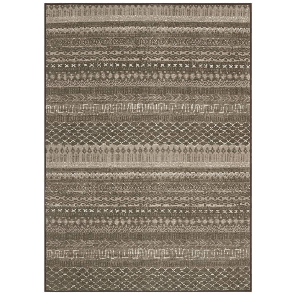 REGENCE HOME Block Print Bagru Brown 5 ft. x 7 ft. Area Rug 1003199 ...
