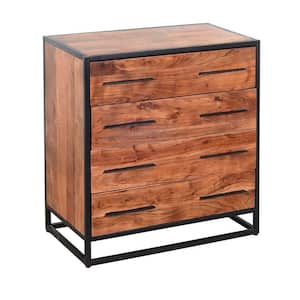 4-Drawer Brown and Black Handmade Dresser with Live Edge Design 30 in. L x 16 in. W x 32 in. H