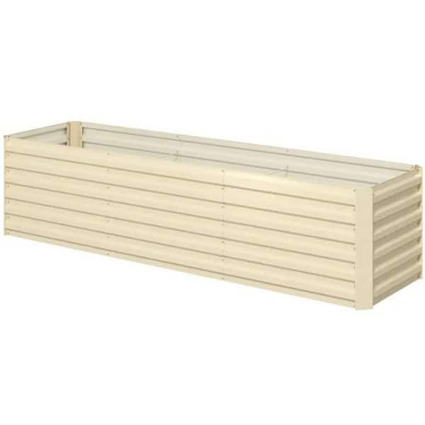 94 in. L x 23.5 in. W x 22.25 in. H Raised Garden Bed/Garden Bed, Galvanized Metal Planter, Cream