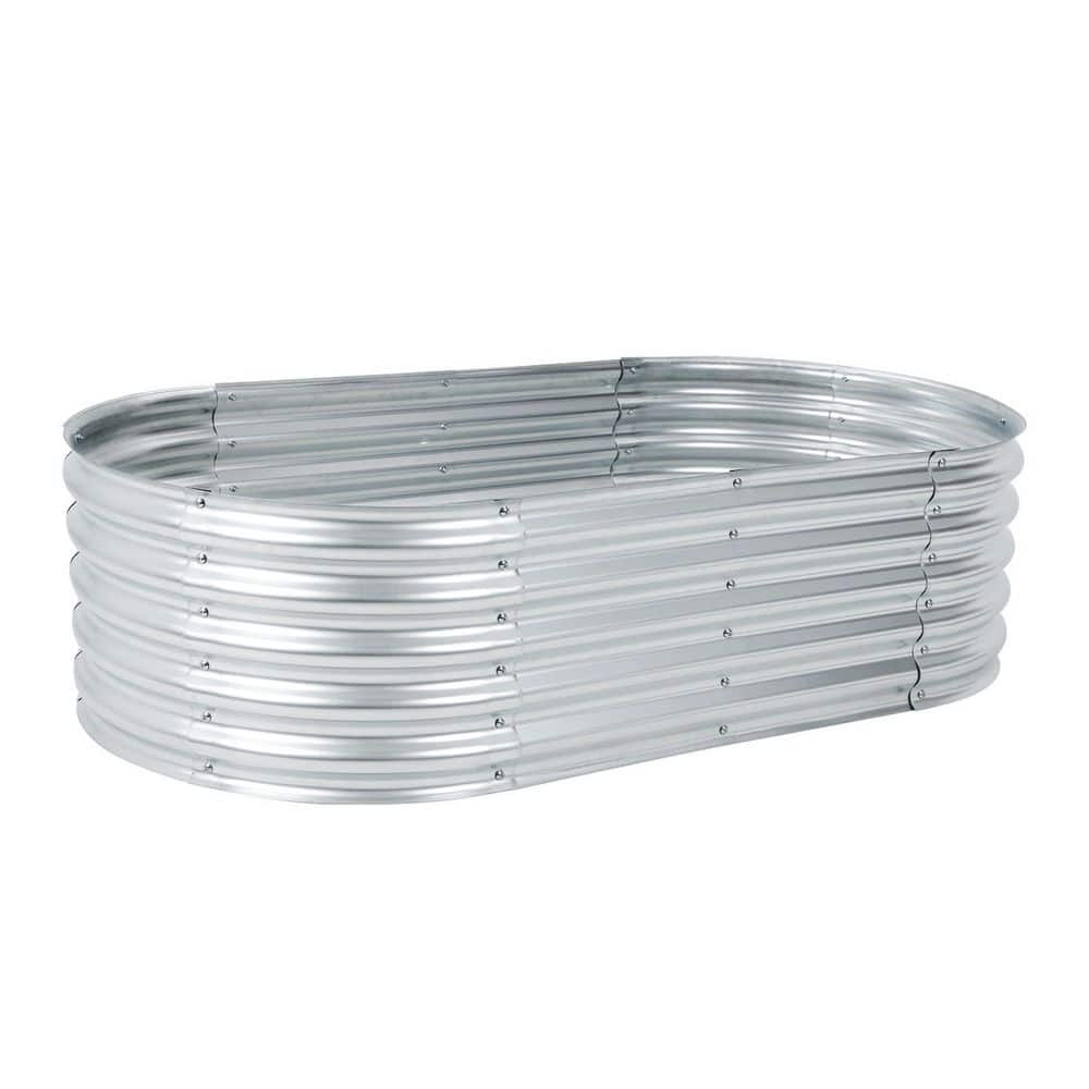 5.3 ft. x 2.6 ft. x 1.4 ft. Tall Silver Modular Metal Raised Garden Bed Kit Oval Planter Box for Vegetable price history on PriceWatchPro