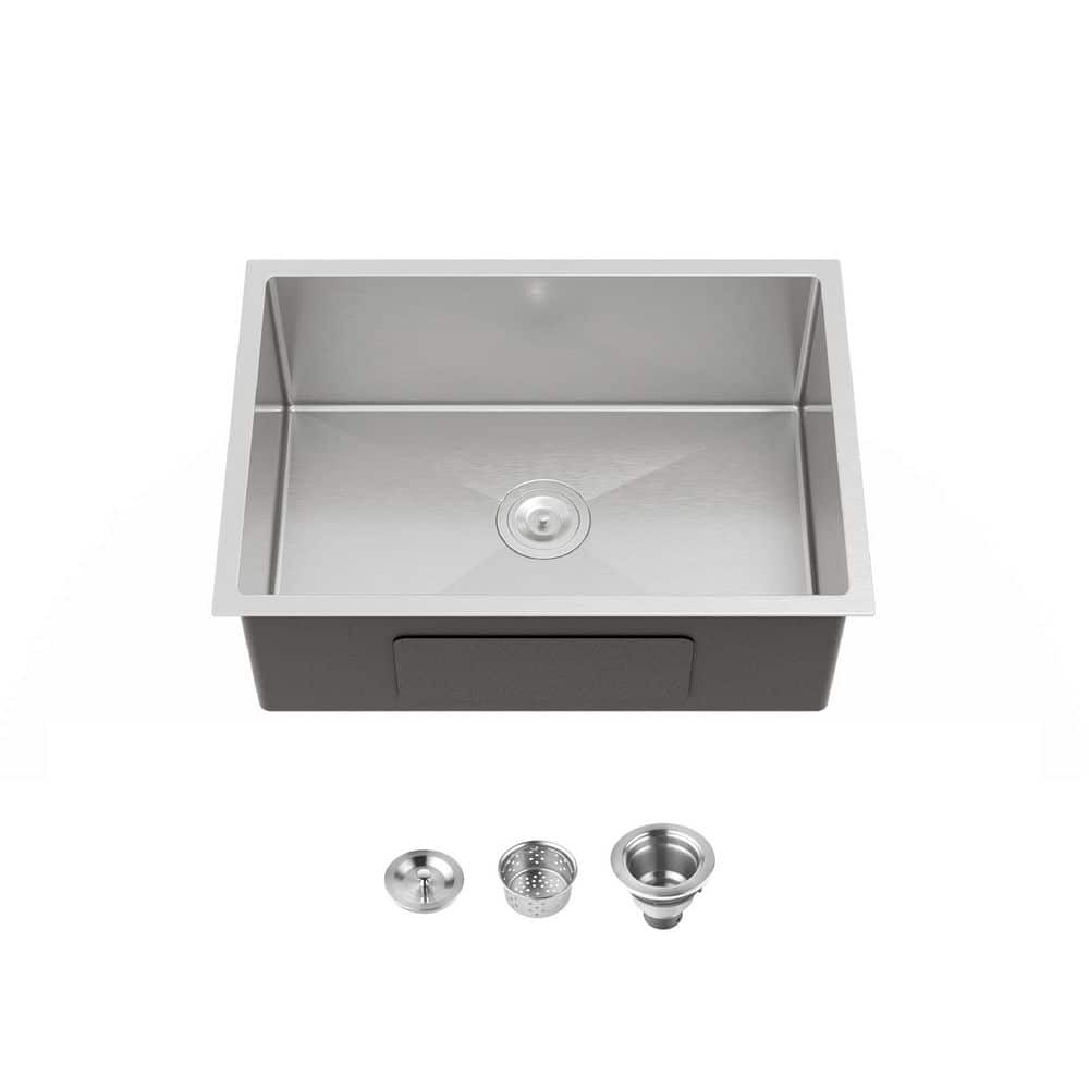 27 in. Undermount Single Bowl 20 Gauge Gray Stainless Steel Kitchen Sink with Workstation price history on PriceWatchPro