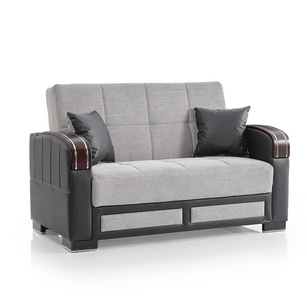 Maya Collection Convertible 62.59 in. Silver Chenille 2-Seat Loveseat with Storage