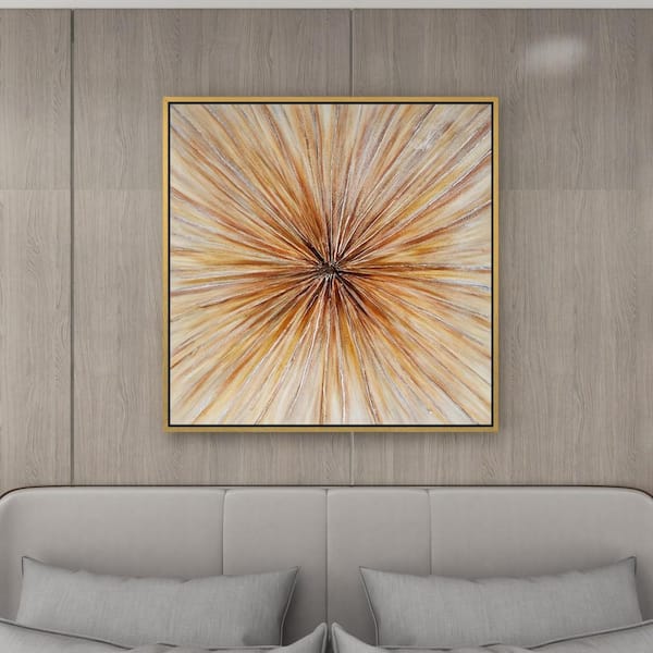 Litton Lane 1- Panel Starburst Radial Framed Wall Art with Gold