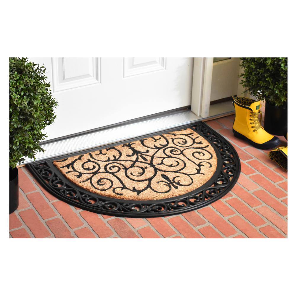 Elegant Coir and Rubber Half-Round Outdoor Doormat