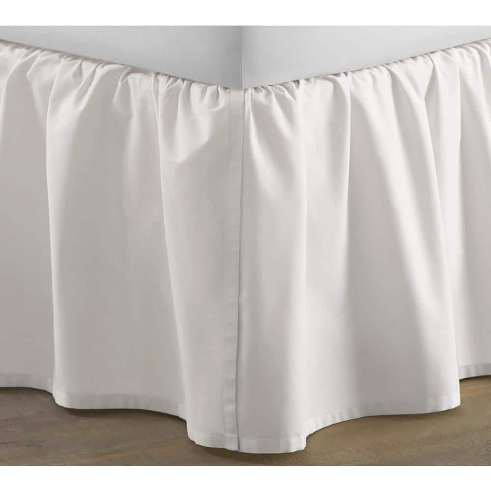 Ivory Cotton Twin Ruffled Bed Skirt with Split Corner