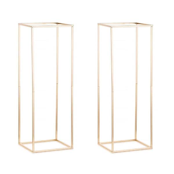Rectangular Decorative Stand 2 Pieces Gold Rectangular Metal 11 in. Decorative Stand HD9MPYBB38 ...