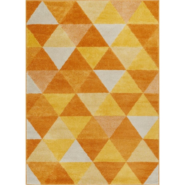 Well Woven Mystic Alvin Orange 5 ft. 3 in. x 7 ft. 3 in. Modern Geometric Triangles Area Rug