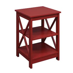 Oxford 15.75 in. Cranberry Red Standard Square MDF End Table with Shelves