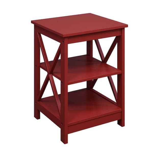Convenience Concepts Oxford 15.75 in. Cranberry Red Standard Square MDF End Table with Shelves