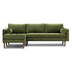 Napa 104.5 in. Fabric Left-Facing Sectional Sofa in Distressed Green Velvet