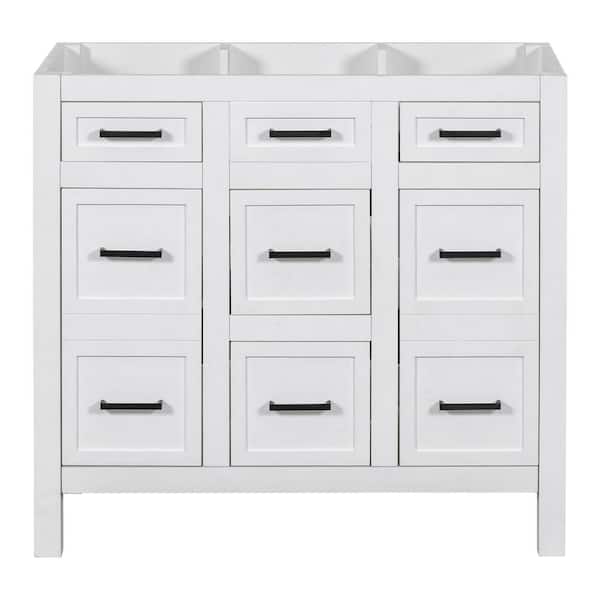 EPOWP 36 in. W x 18 in. D x 33 in. H Bath Vanity Cabinet without Top in White with 4-Drawers and 2-Door Storage Shelves