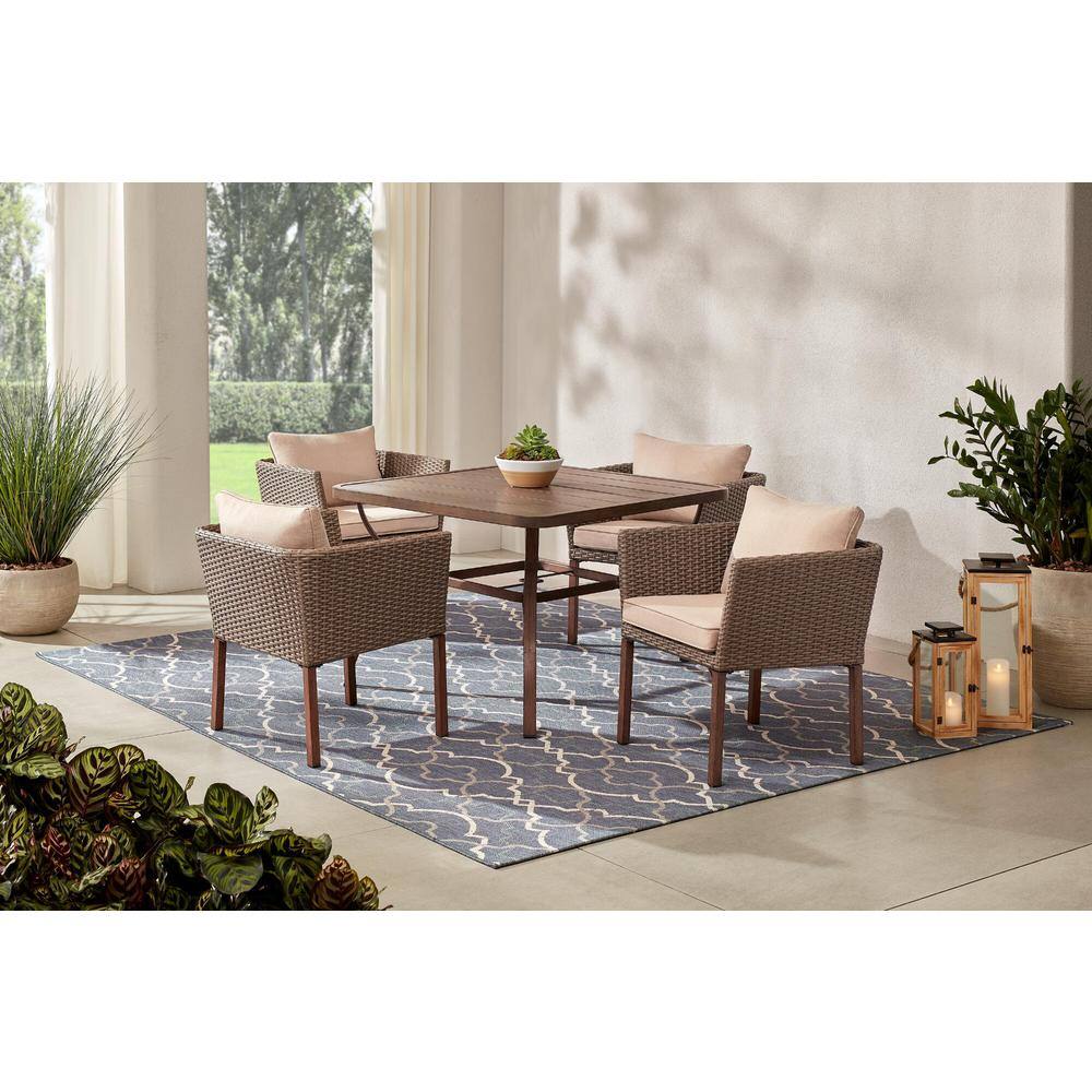 StyleWell Oakshire 5Piece Wicker Outdoor Patio Dining Set with Tan