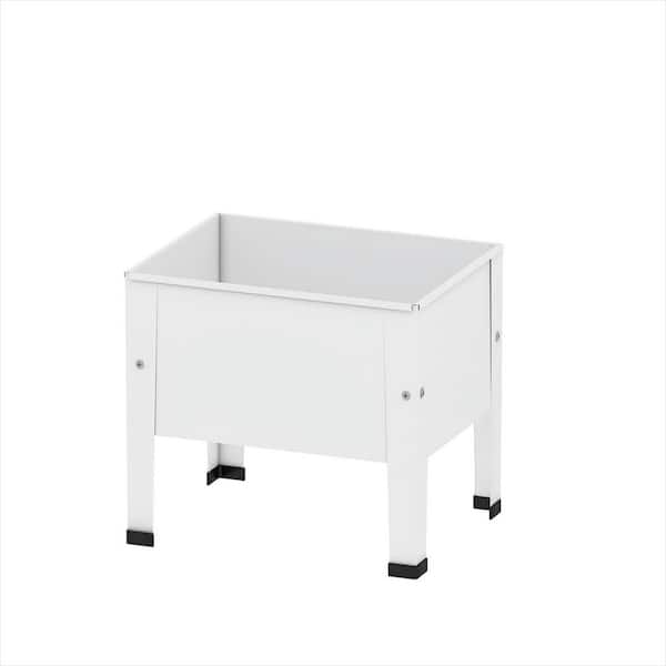 2-Pack 15.75 in. Iron Small Planter Raised Garden Bed with Legs, Outdoor Metal Planter Box, White