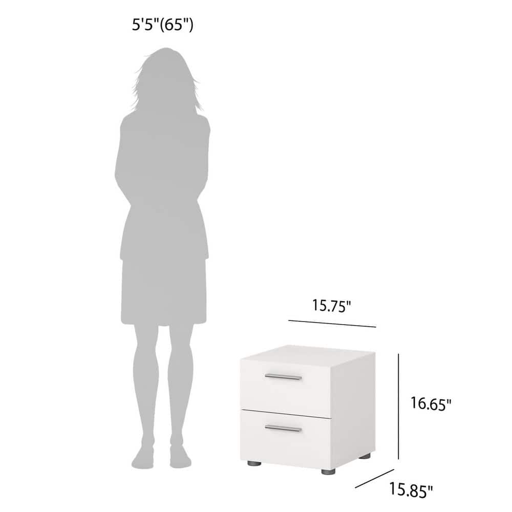 Loft Chic White 2-Drawer Contemporary Nightstand