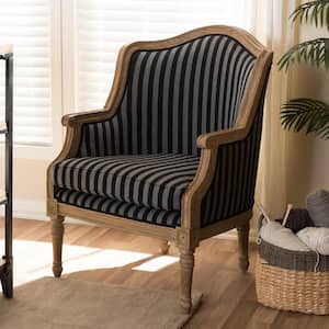 Charlemagne Black Stripes Fabric Upholstered Accent Chair