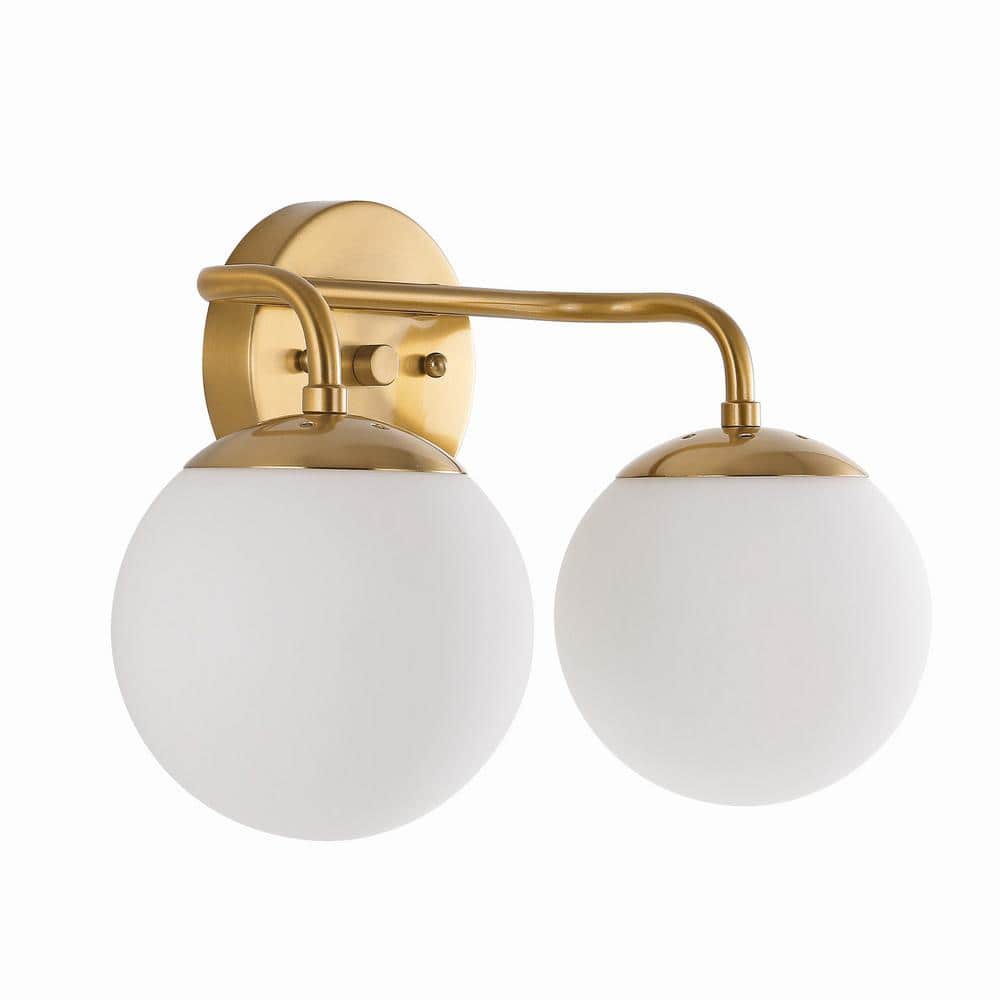 Louis Parisian 15" Brass Gold Globe LED Vanity Light with Frosted Glass