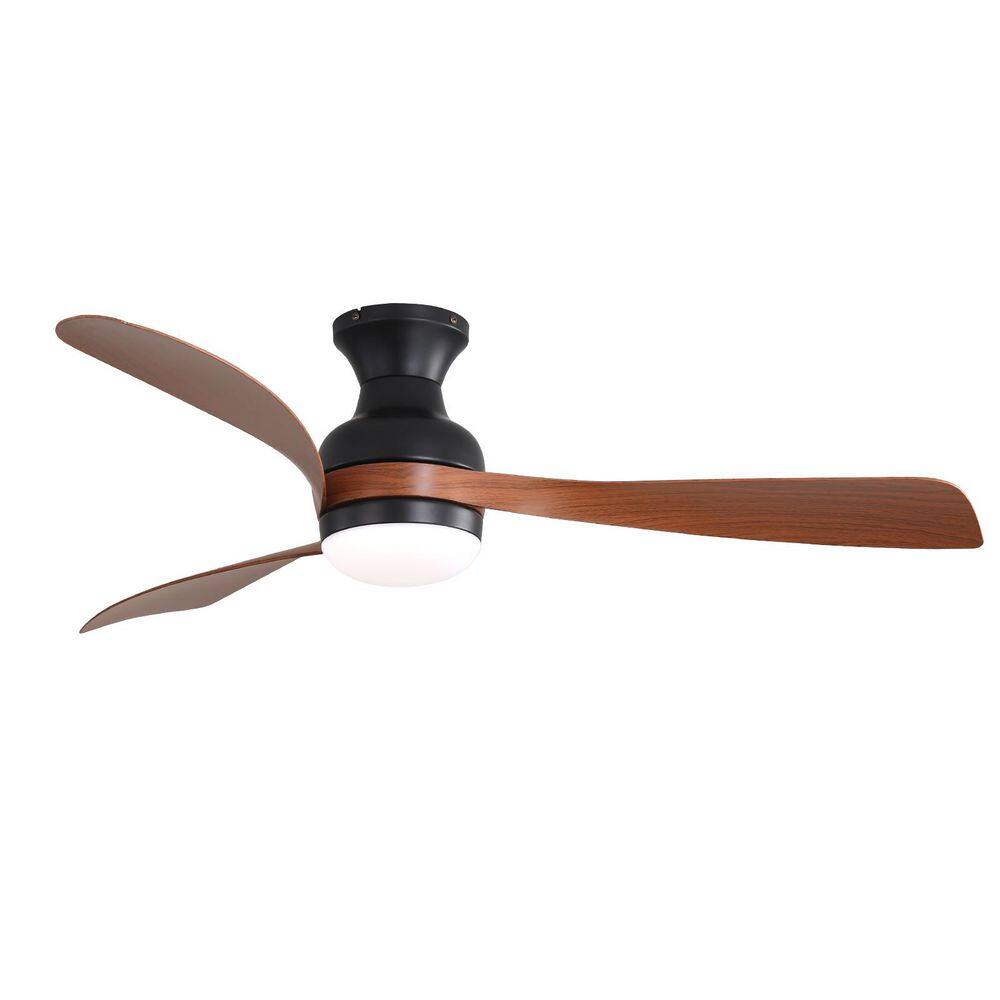 52 in. Indoor/Outdoor Modern Black and Brown Low Profile Ceiling Fan with Integrated LED Light and Quiet DC Motor Remote price history on PriceWatchPro