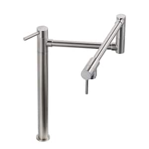 Deck Mounted Pot Filler with Double Handle in Brushed Nickel