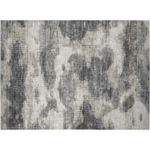 Accord Black 1 ft. 8 in. x 2 ft. 6 in. Abstract Indoor/Outdoor Washable Area Rug