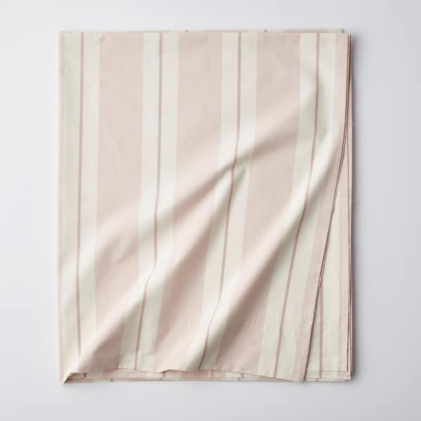 The Company Store Wide Stripe Yarn Dyed Rose 200-Thread Count Cotton Percale Full Flat Sheet