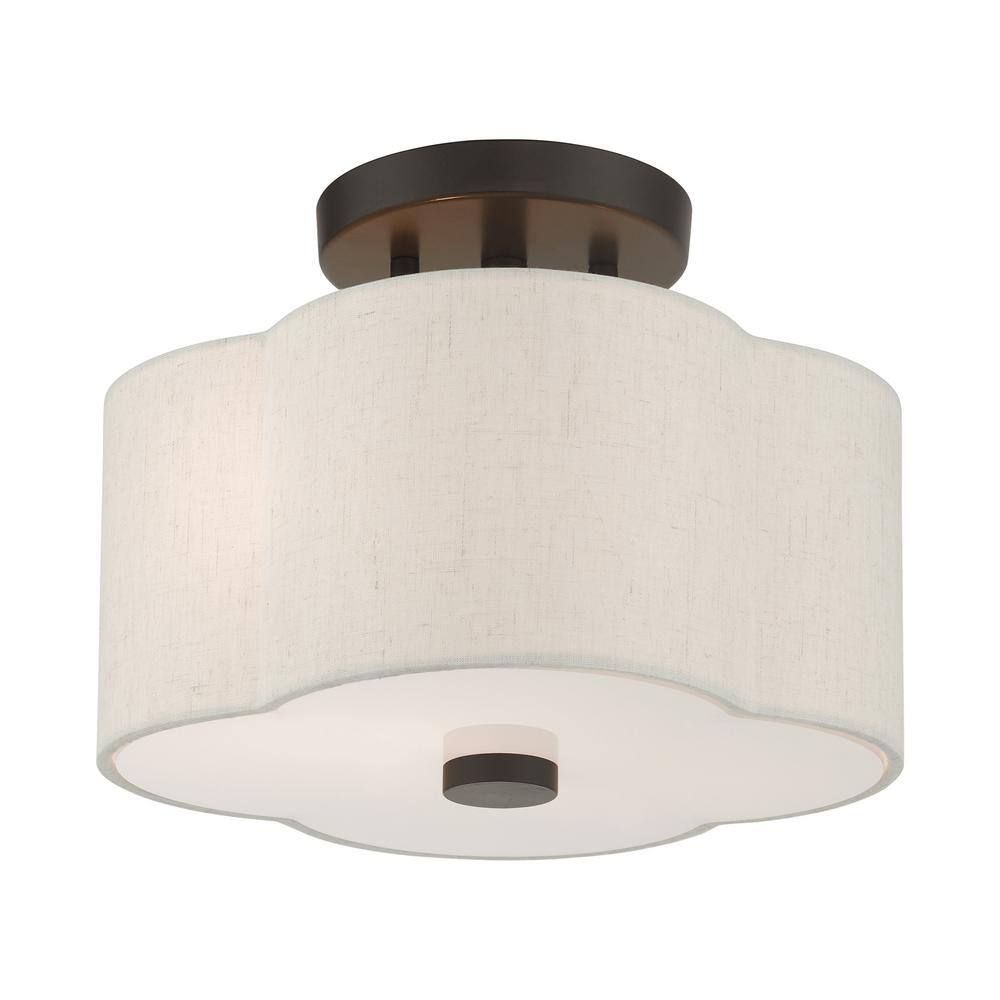Solstice English Bronze 2-Light LED Drum Semi-Flush Mount