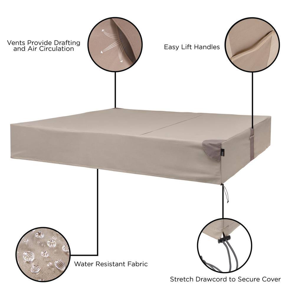 Beige Heavy-Duty Weather-Resistant Square Hot Tub Cover