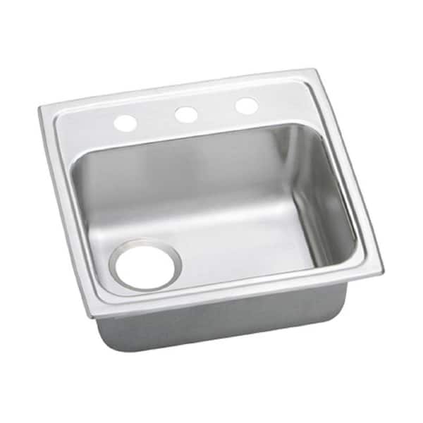 Elkay Celebrity 20in. Drop-in 1 Bowl 20 Gauge Satin Stainless Steel Sink Only and No Accessories