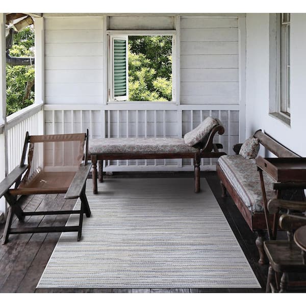 Monte Carlo Coastal Breeze Taupe-Champagne 5 ft. 10 in. x 9 ft. 2 in. Indoor/Outdoor Area Rug