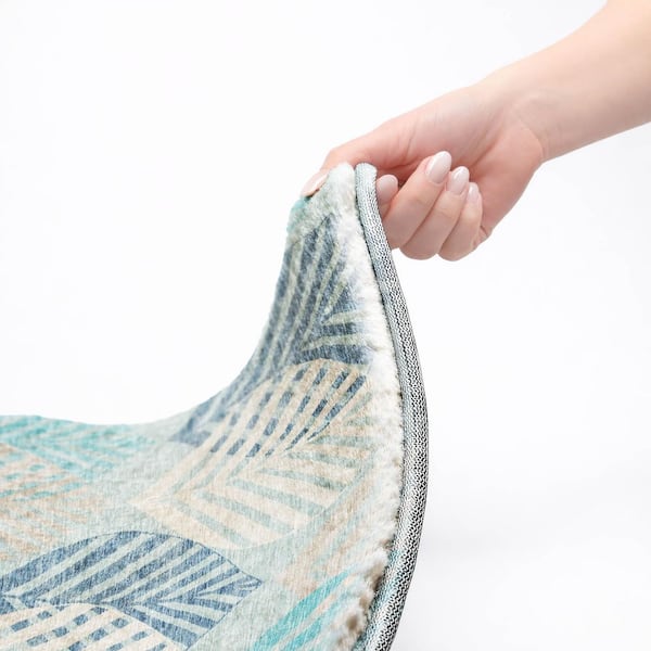 Dream Shag Premium Machine Washable Abstract ADS744 Teal 10 ft. x 14 ft. Area Rug