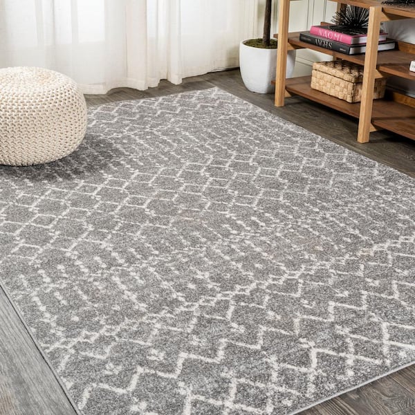 Moroccan HYPE Boho Vintage Diamond Gray/Ivory 12 ft. x 18 ft. Area Rug