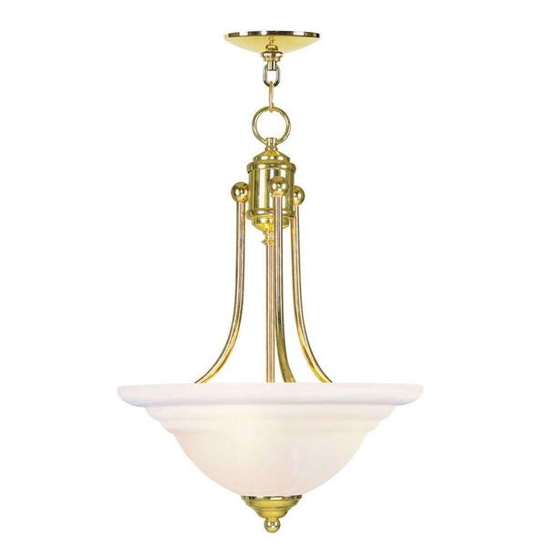 Livex Lighting Providence 3-Light Polished Brass Incandescent Ceiling Pendant