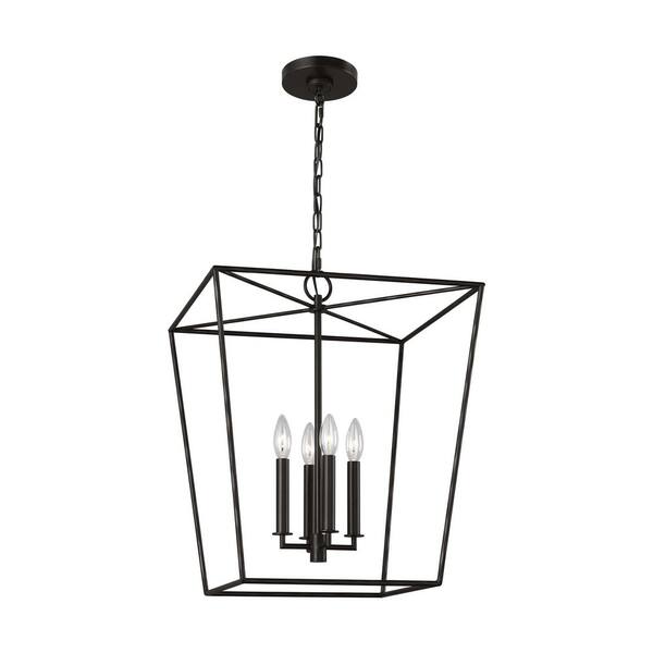 Generation Lighting - Viota Medium 4-Light Aged Iron Dining Room Entry Hallway Transitional Pendant Light