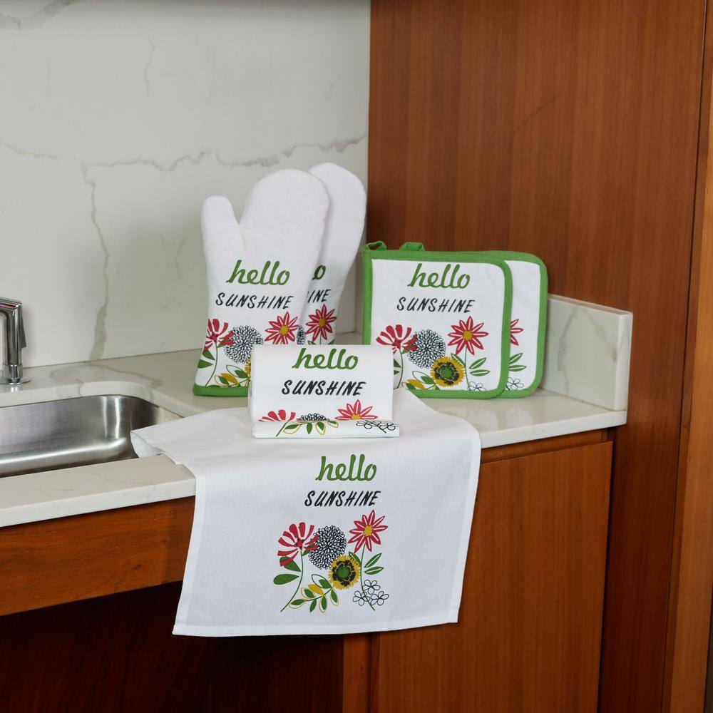 Hello Sunshine Floral Cotton Kitchen Towel and Mitt Set