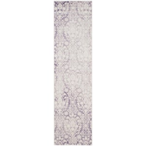 Passion La Lavender/Ivory 2 ft. x 10 ft. Floral Runner Rug