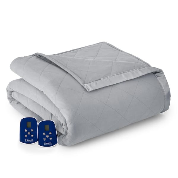 Micro Flannel Queen Greystone Electric Heated Comforter/Blanket