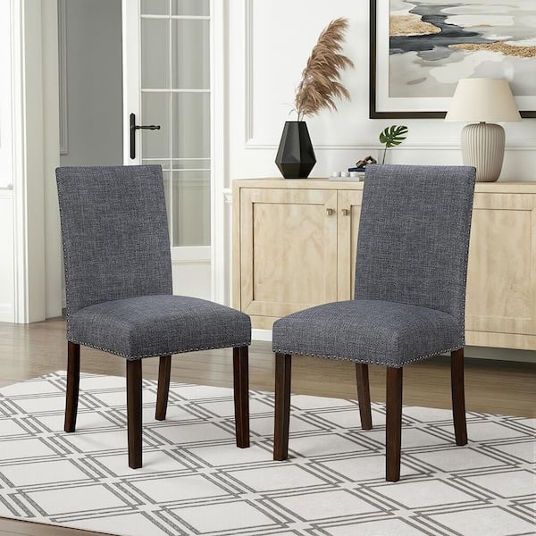 Myrna Gray Textured Upholstered Dining Side Chair (Set of 2)