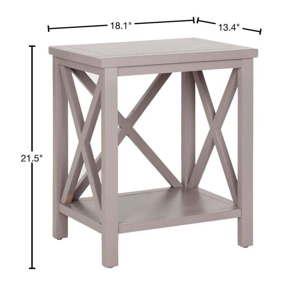 Transitional Grey Rectangular End Table with X-Back Detailing