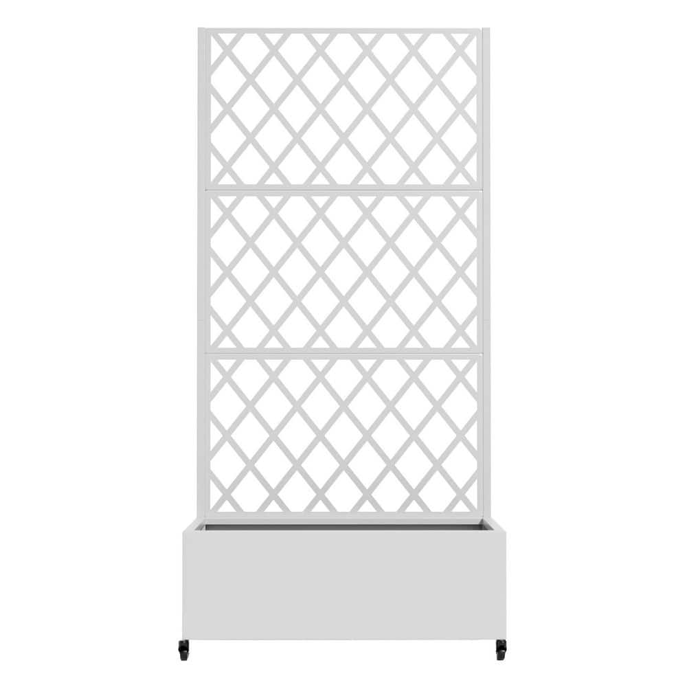 35 in. x 16 in. x 12 in. White Steel Rectangles Outdoor Planting Box with 7