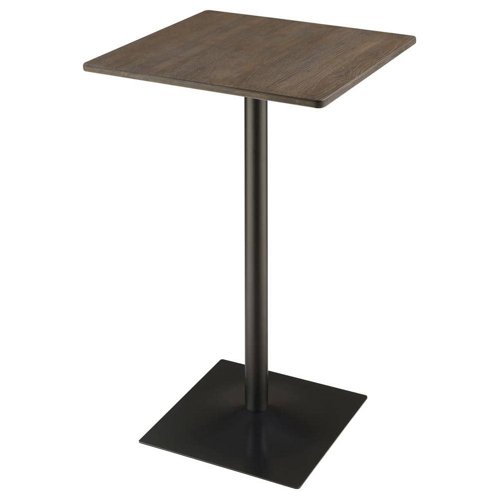 Dark Elm and Matte Black Square Bar Height Table