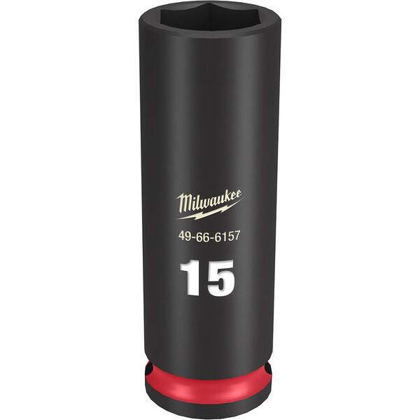 Milwaukee SHOCKWAVE 3/8 in. Drive 15mm Deep 6 Point Impact Socket (1-Pack)